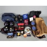 Lot to include three soft guitar cases, cased opera glasses, paperweights, jewellery boxes,