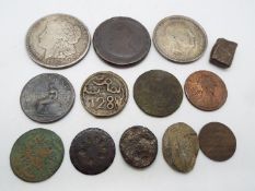 Lot to include a George III Cartwheel Penny, a 1921 U.