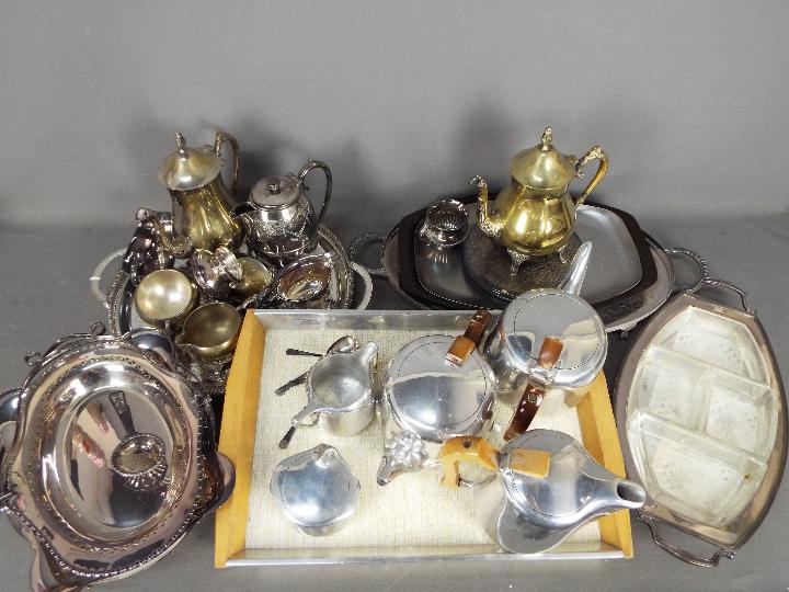 A quantity of metal ware, plated, stainless and similar.