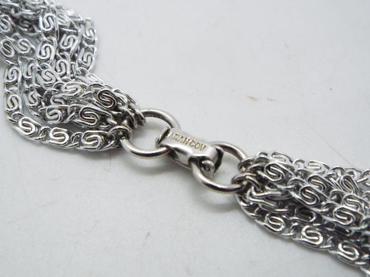 A Sarah Coventry multi strand, white metal designer necklace, stamped Sarah Cov to the clasp, - Image 4 of 5