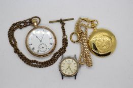 A gold plated Elgin pocket watch,