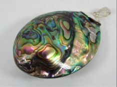 A Paua silver pendant issued in a limited edition 1 of 300, size 55 mm x 38 mm, weight 13.