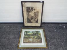 A large framed etching and a limited edition print after David Dipnall,