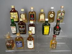 Fifteen whisky miniatures to include John Begg Blue Cap 70° proof, Chivas Regal 12 y/o 75° proof,