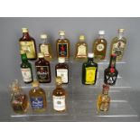 Fifteen whisky miniatures to include John Begg Blue Cap 70° proof, Chivas Regal 12 y/o 75° proof,