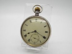 Silver - Military - a silver case military pocket watch displaying crows (broad arrow)