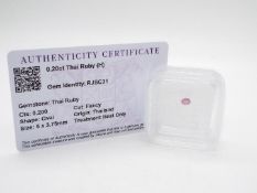 Gemstones - a 0.2 ct Thai Ruby, oval shape fancy cut, 5 mm x 3.