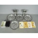 Lot to include a quantity of pewter comprising two Franklin Mint, International Arthurian Society,