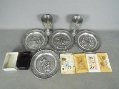 Lot to include a quantity of pewter comprising two Franklin Mint, International Arthurian Society,