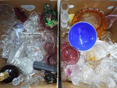 Two boxes of mixed glassware.