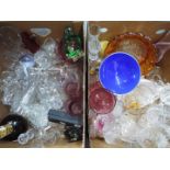 Two boxes of mixed glassware.