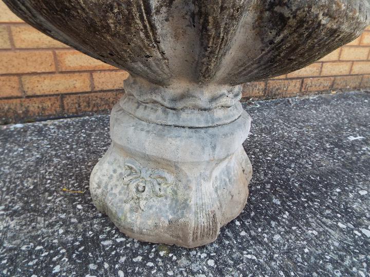 A reconstituted stone bird bath surmounted with pipe playing faun, - Image 3 of 4