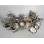 A collection of plated ware and pewter.
