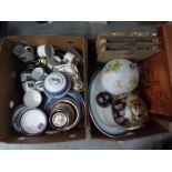 A mixed lot to include ceramics, plated ware, wall clock,