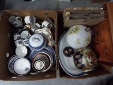 A mixed lot to include ceramics, plated ware, wall clock,