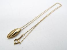 A 9ct gold necklace with a 9ct gold pendant (hallmarked) 16 inch chain, approx weight 2.