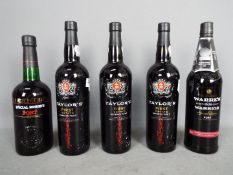 Five bottles of port comprising three Taylors First Estate,