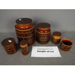 A collection of Hornsea Pottery kitchen storage jars.