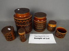 A collection of Hornsea Pottery kitchen storage jars.