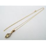 Gold - a Csarite & Diamond 9K pendant, ATGW 1.16ct, size 2.