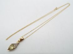 Gold - a Csarite & Diamond 9K pendant, ATGW 1.16ct, size 2.