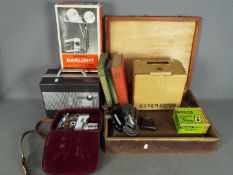 Vintage film equipment to include a Bell & Howell camera, Eumig projector, film editor and similar,