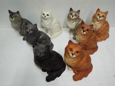 Beswick Model 1867 Cat Colourway Collection - Albert Hallam - Eight x Various colourways of this