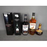 Lot to include 1 litre bottle of Lamb's Navy Rum, two bottles of late bottled vintage port,