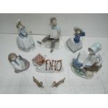 Nao by Lladro - Eight pieces total. All marked stamped / impressed numbers. Tallest is 23cm high.