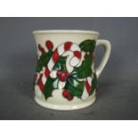 Moorcroft - a Moorcroft candy cane mug, trial piece 21/10/15,