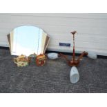 Lot to include a decorative wall mirror, approximately 45 cm x 68 cm,