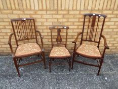 Three chairs with inlaid decoration and