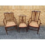 Three chairs with inlaid decoration and