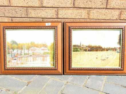 Two framed oil on board riverside landsc
