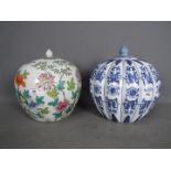 Two large ginger jars, one of lobed outl