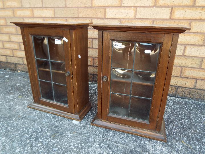 A small pair of cupboards with leaded gl - Image 2 of 3