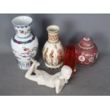 Lot to include an Egyptian style vase, C