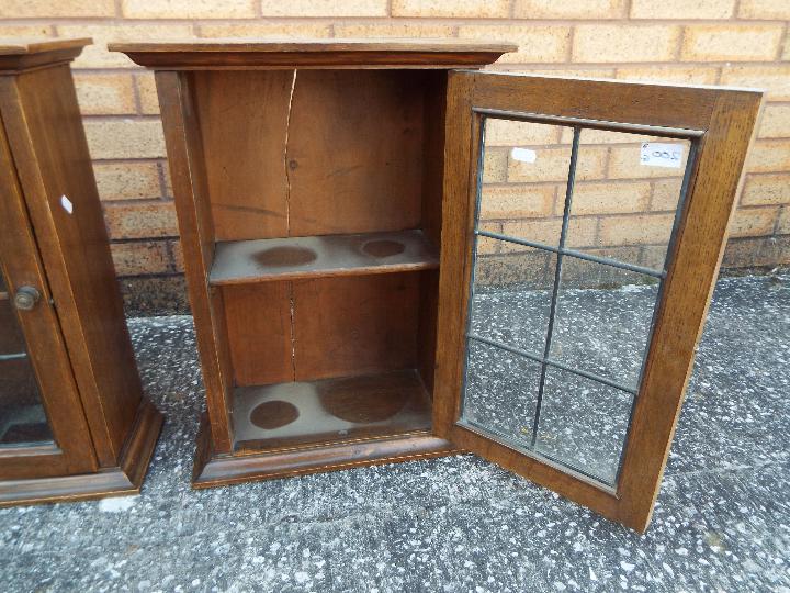 A small pair of cupboards with leaded gl - Image 3 of 3