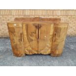 A burr walnut veneered sideboard, approx