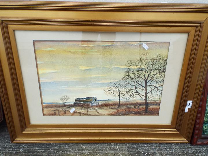 A watercolour landscape scene, signed lo - Image 2 of 4