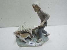 Lladro Wheelbarrow Boy figure. Double st