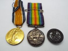 A World War One (WWI / WW1) Army Service Corps medal pair comprising Victory Medal and British War