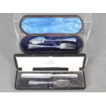 Two cased set of hallmarked silver cutlery comprising a Victorian spoon and fork set,