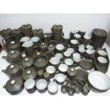 Extensive private collection of Denby 'Chevron' Olive Green Dinner wares. Around 150 pieces.