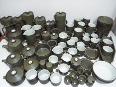 Extensive private collection of Denby 'Chevron' Olive Green Dinner wares. Around 150 pieces.