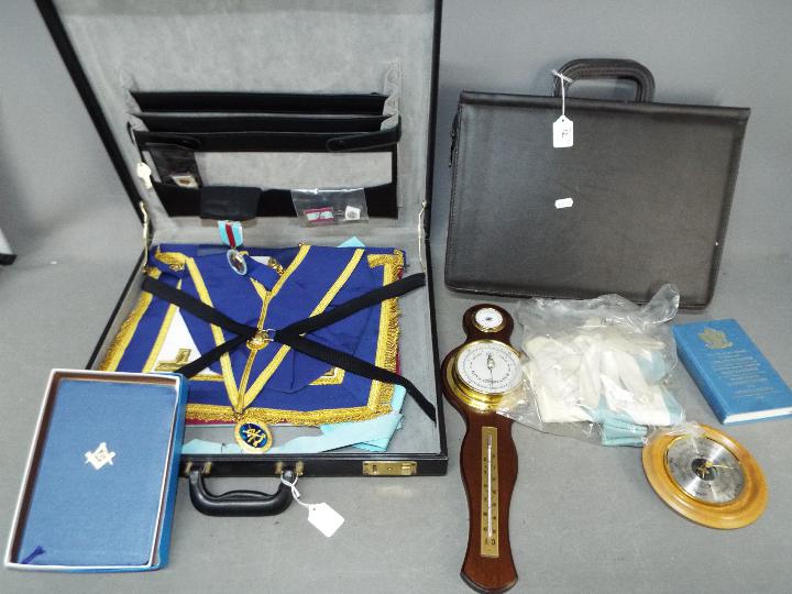 Masonic Interest - Two cases containing a quantity of Masonic items, regalia, jewels and similar,