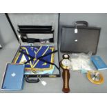 Masonic Interest - Two cases containing a quantity of Masonic items, regalia, jewels and similar,