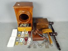 Masonic Interest - A Masonic ballot box with voting balls, block and gavels, jewels and similar.