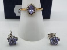 A silver gilt stone set dress ring,