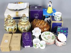 A mixed lot comprising crystal glassware and ceramics to include Nao, Oriental, Portmeirion,